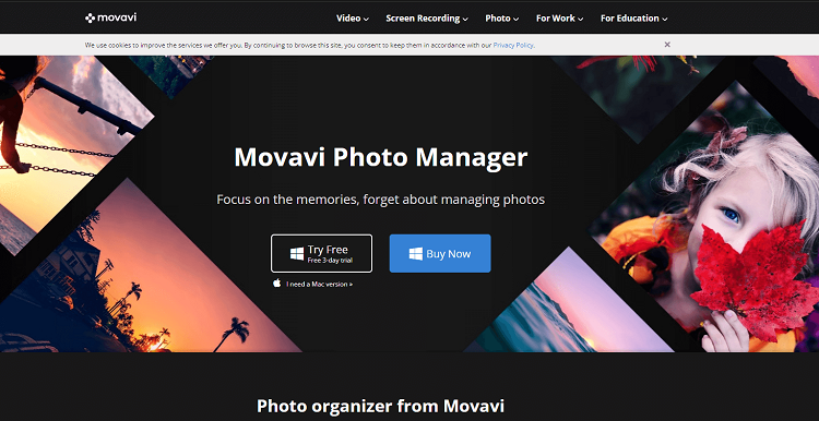 This is the homepage of Movavi photo management software program.