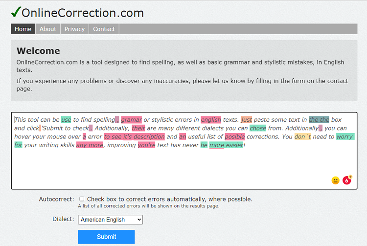 This is Online Correction grammar checker tool.