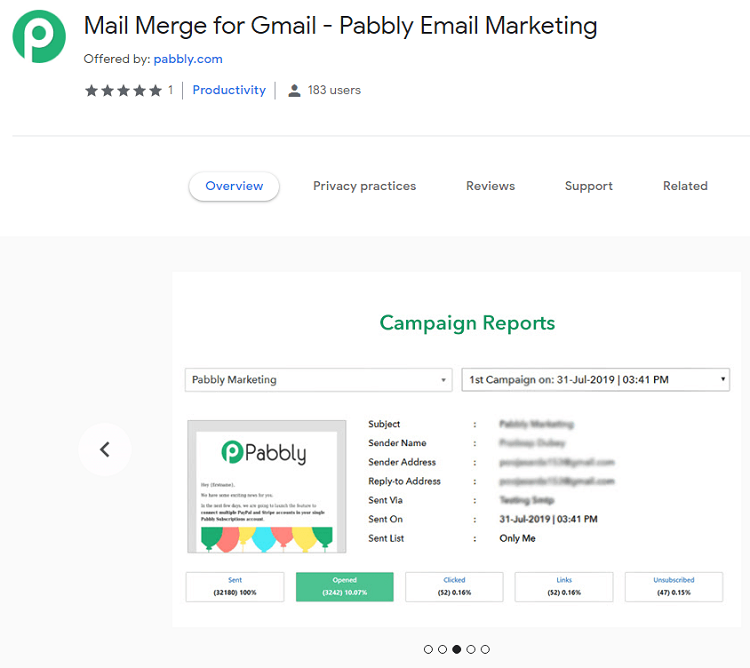 This is the homepage of Pabbly email marketing software.