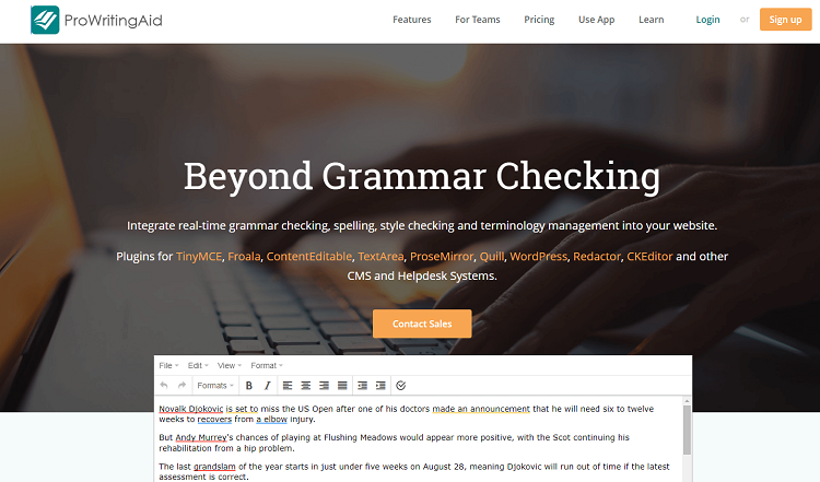 This is ProWritingAid grammar checker tool.