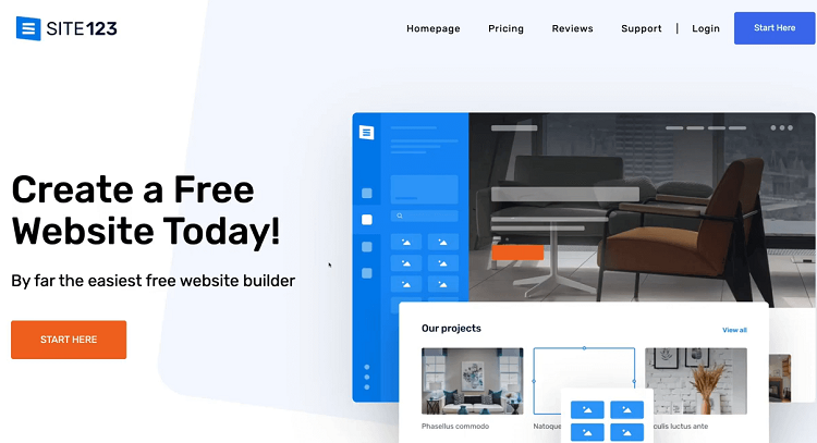 Site123 offers customers a free way to get their website up and running. The drag and drop page builder is perfect for those who want to experiment with a website.