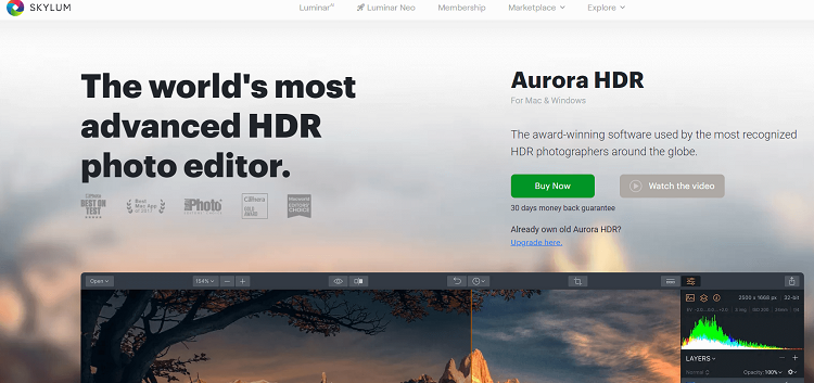 This is Skylum Aurora HDR photo editing software.