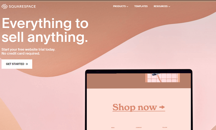 This is a screenshot of the homepage of SquareSpace ecommerce platform.