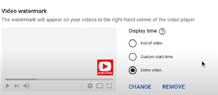 Adjust watermark setting on your youtube videos.