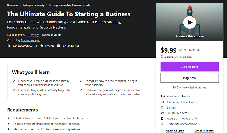 The Ultimate Guide To Starting a Business – Udemy The Best of Online Entrepreneurship Courses with Certificates