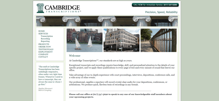 Best Technical Transcriptionist Job, Cambridge Transcriptions welcoming page. 