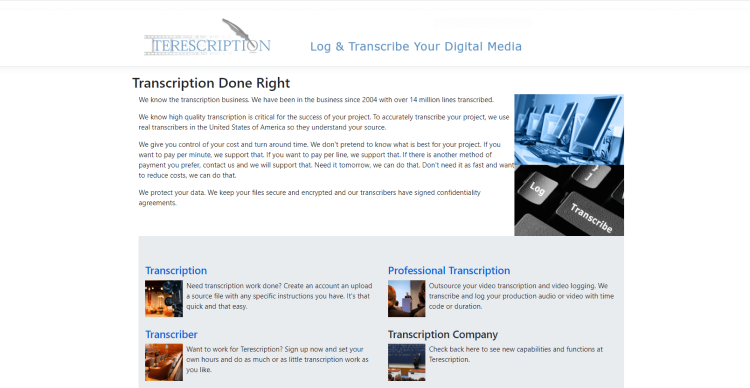  Most Basic Transcriptionist Jobs, Terescription page offering transcription done right.