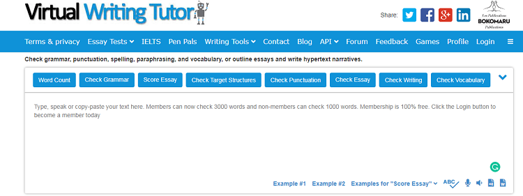 This is Virtual Writing Tutor grammar checker tool.