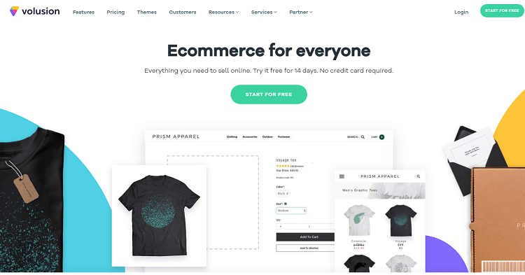 This is a screenshot of the homepage of Volusion ecommerce platform.