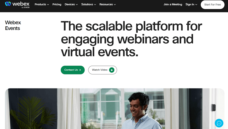 This is the homepage of Webex webinar software.