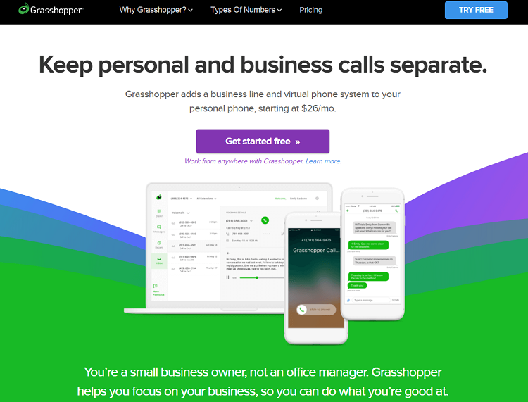 Grasshopper’s flexible plans make it a popular choice among individual business owners and small business teams.