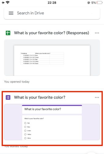 How to find answers on google form guide, finding the required Google Form on Mobile.