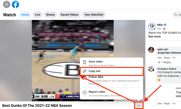 How to save a video from facebook guide, copying the link.