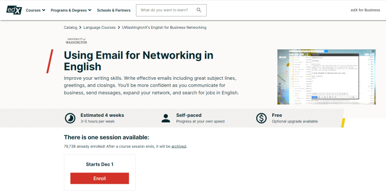 Online Writing Course, Using Email for Networking in English.