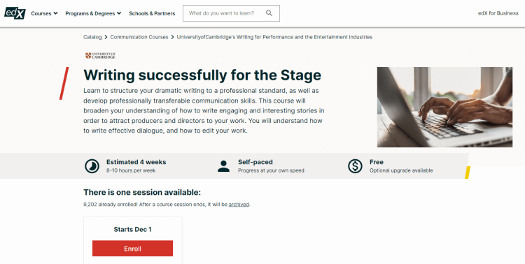 Online Writing Course, Writing Successfully for the Stage.