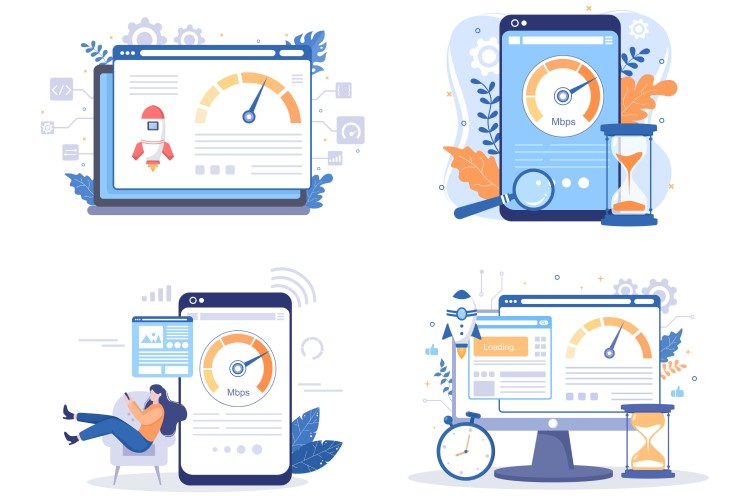 Site Speed Statistics concept, measuring the speed of page loading on desktop and mobile.