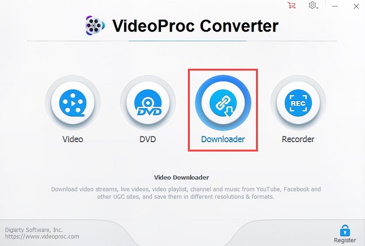 Step 2. Open the Video Downloader in VideoProc Converter