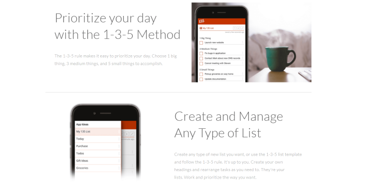 Best time management app to manage daily tasks for productivity, 1-3-5 list UI