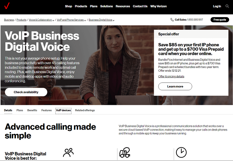 Verizon is one of the biggest cell phone companies in the world, and it is now providing VoIP phone services. Though it is most well-known for its fiber optic internet within the US, its VoIP packages accommodate businesses of all sizes.