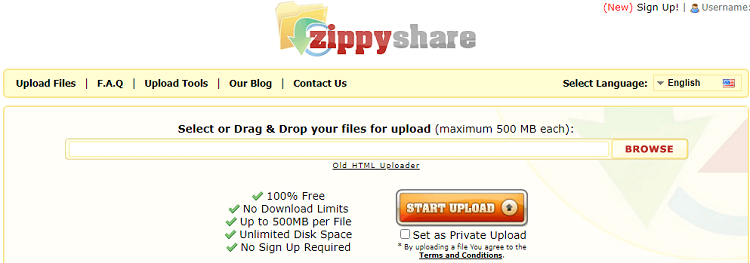 Zippyshare is a free file hosting site that has an outdated website.