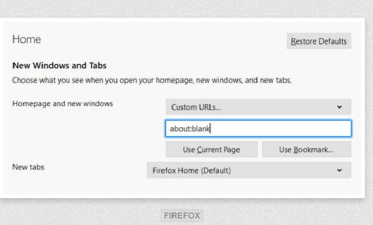 How to Set about:blank For Mozilla Firefox