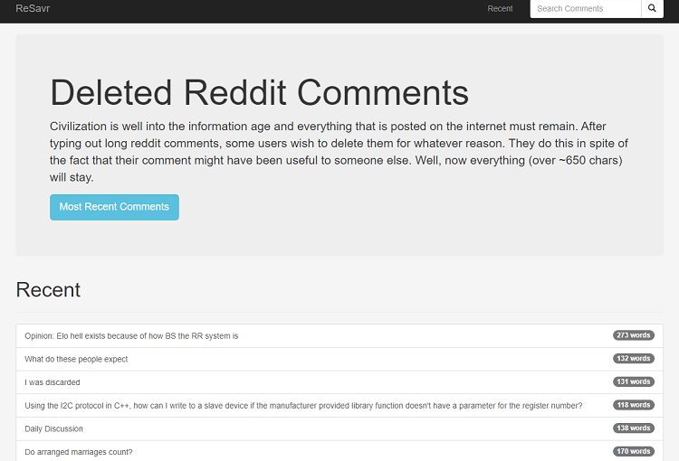 Resavr is another handy tool if you’re looking for removed Reddit comments.