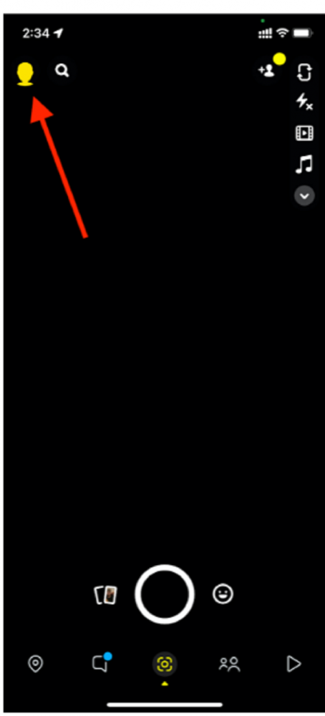 To change your Snapchat to a dark theme, open the Snapchat app and select your profile from the top left corner.