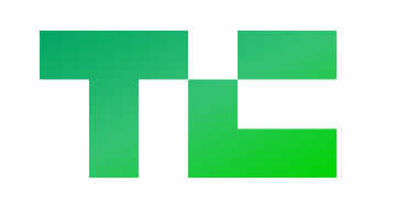 Logo of the letters TC. They are green. The top left corner of the C is blocked out to differentiate where the T ends and the C begins.