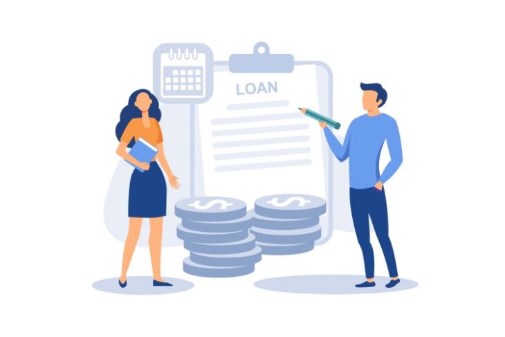 General SBA lending statistics concept, a man is signing a loan contract.