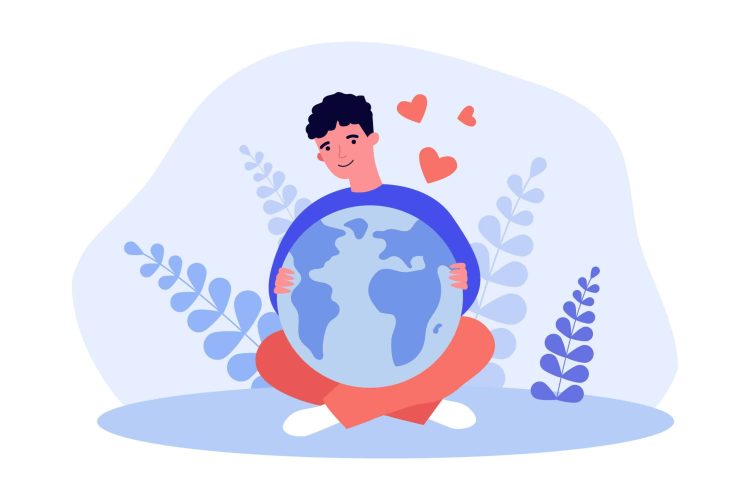 Daily Gratitude Affirmations, boy holding globe in hands.