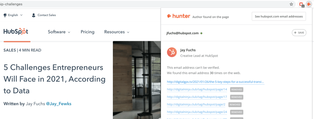 Hunter for Firefox: Email Finder extension