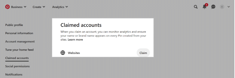 Claimed accounts