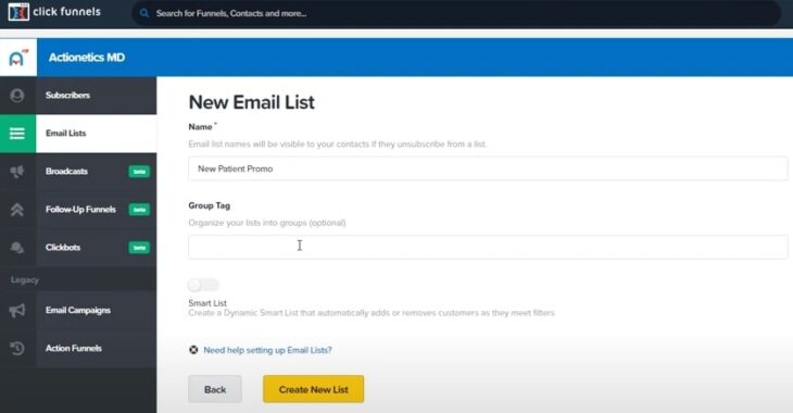 Click Funnels Email Lists