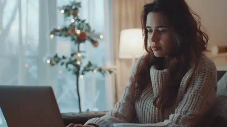 A Woman Typing on A Laptop, Focusing on Blogging and Content Creation for Her Website.