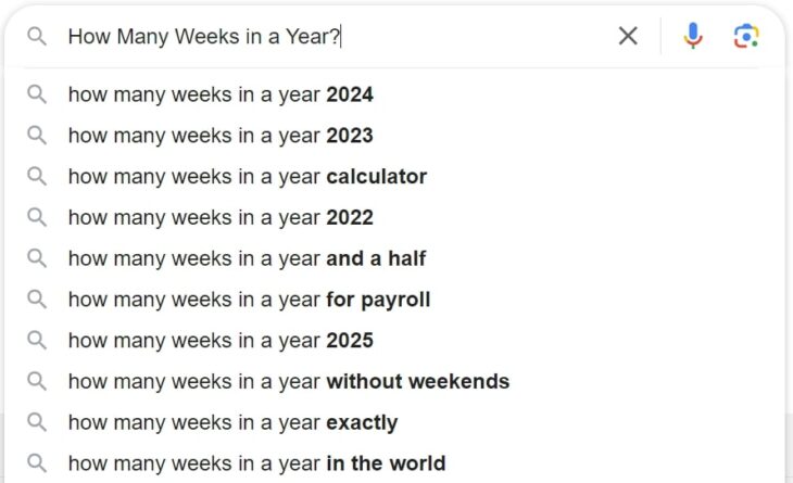 How Many Weeks in a Year - Google Question