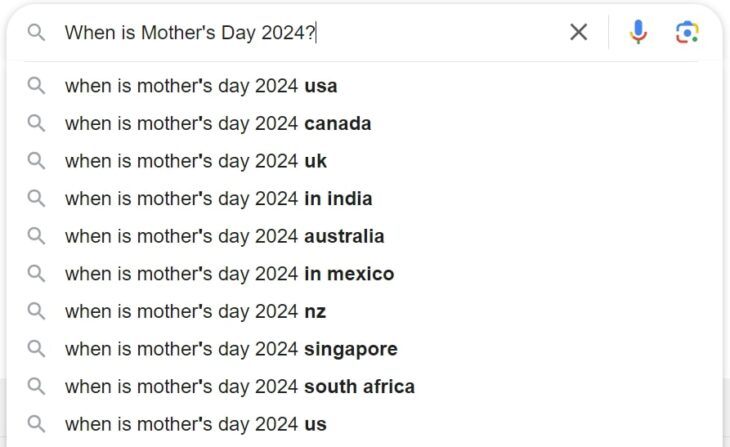 When is Mothers Day 2024 Question on Google