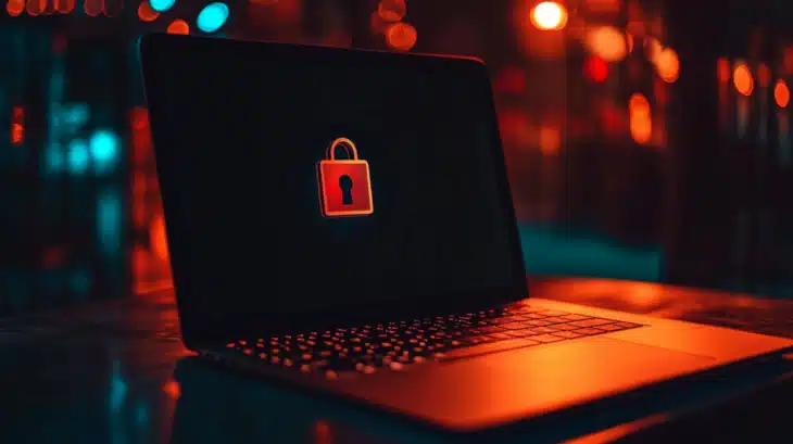 Laptop with A Lock Icon on The Screen, Reminding You to Change Your Passwords After a Black Friday Scam