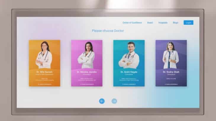 A Health Website Interface Displaying Doctor Profiles with Photos