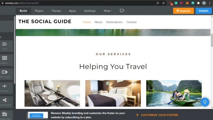 A simple drag-and-drop site builder used by travel entrepreneurs