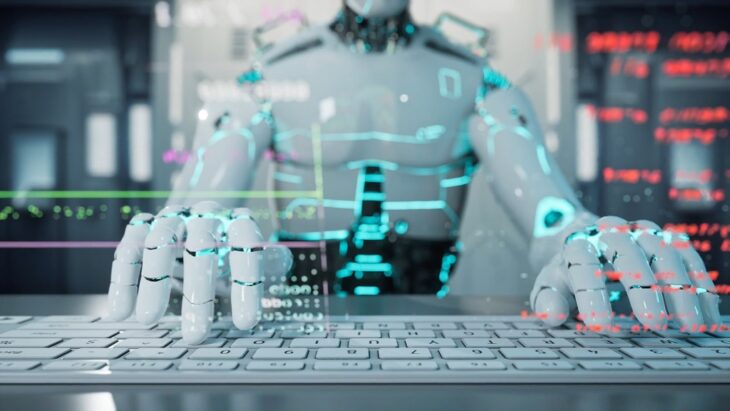 AI-powered retail automation robot providing virtual customer support
