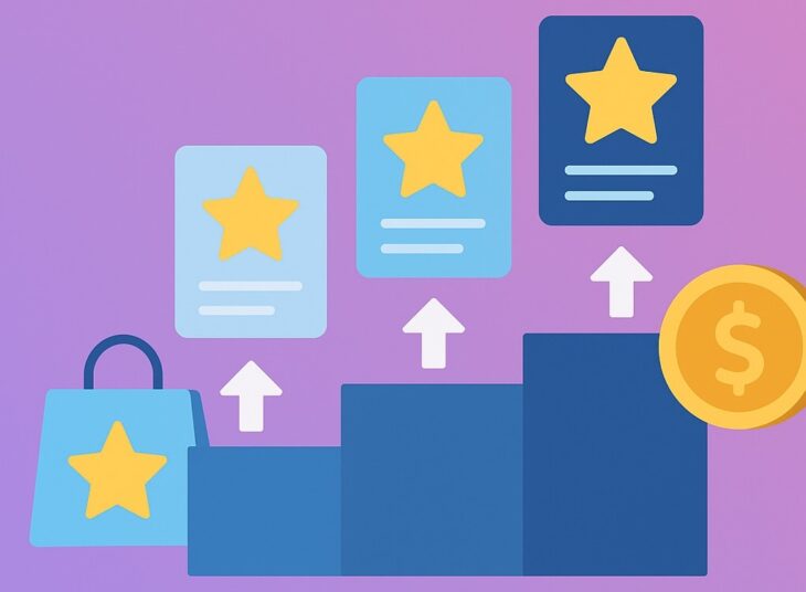 Tiered loyalty programs visualized as star rewards on ascending steps