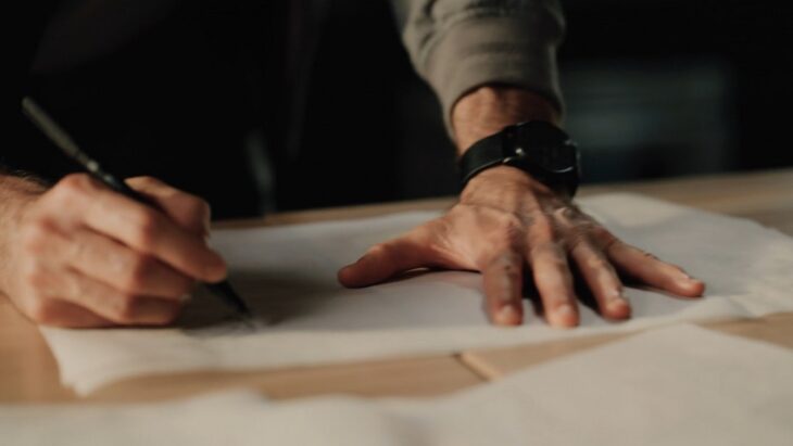 Close-up of a man’s hands writing on paper, dedicating free time to skill-building