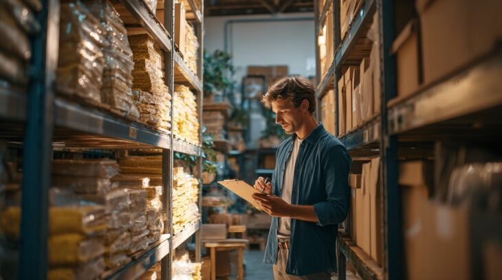 Shelves of unsold inventory, balancing cash flow risks of too much stock versus lost sales from too little