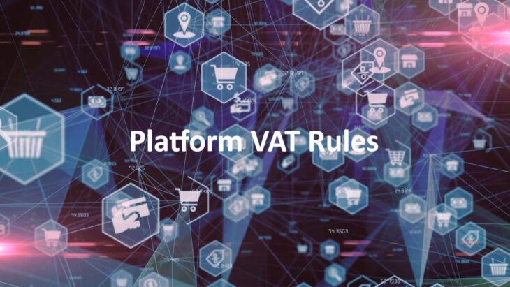 Digital commerce icons surround the words “Platform VAT Rules”