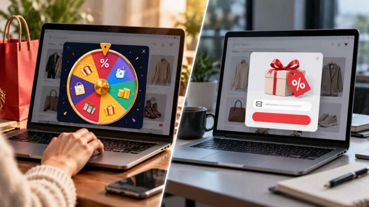 Spin-to-win and fixed discount popups on laptops